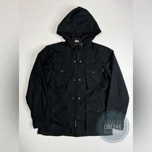 Vintage Stussy Hooded Remix Parka Jacket Black Removable Liner Size Medium